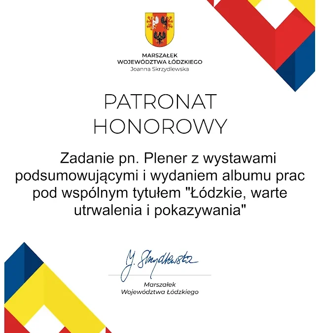 Serdeczne podziękowania dla Pani Joanny Skrzydlewskiej, Marszałka Województwa Łódzkiego